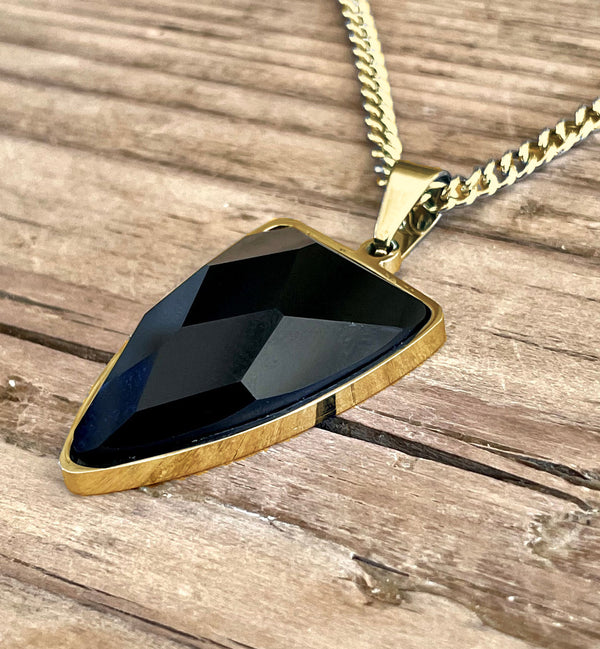 Black Obsidian Cased Shield on Gold