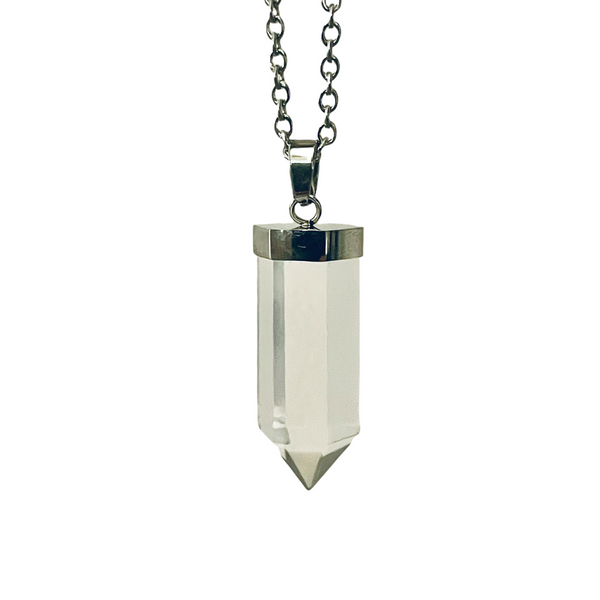 Clear Quartz Cased Point on silver