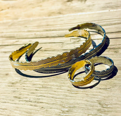Feather Ring and Bangle set