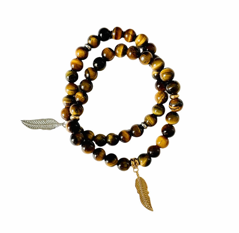 Tigers Eye and Feather (gold)