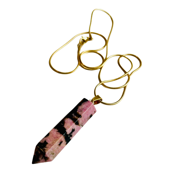 Rhodonite and Black Tourmaline on gold